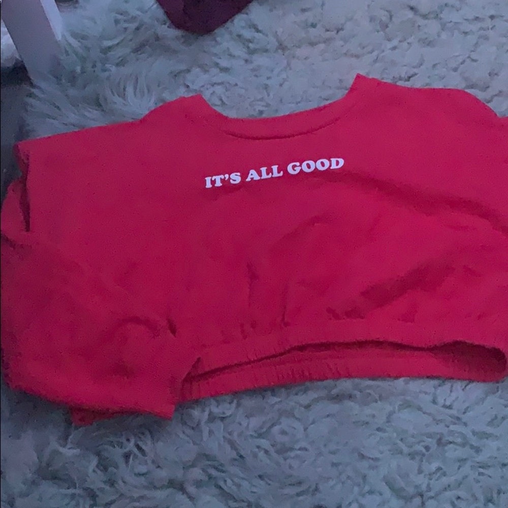 red super crop long sleeve shirt